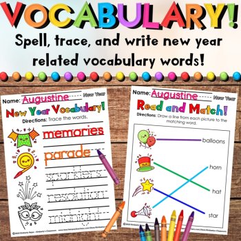 New Year 2026 Worksheets - Activities Pack with Math, Emergent Reader, & Writing, image 2