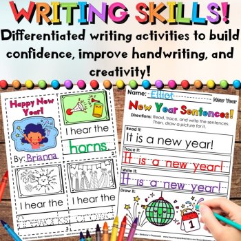 New Year 2026 Worksheets - Activities Pack with Math, Emergent Reader, & Writing, image 3
