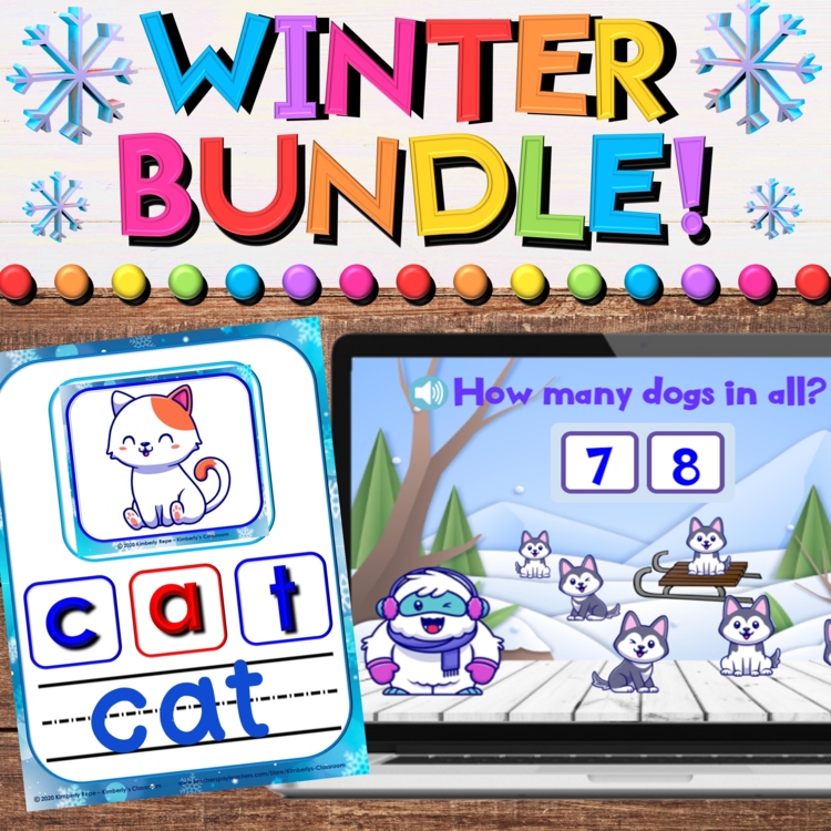 Winter Growing Bundle with Math & Literacy Activities for Pre-K, K, & 1st Grade