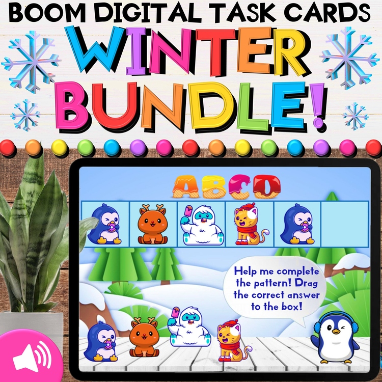 Math and Literacy Winter Boom Cards™ Bundle for Pre-K, Kindergarten, & 1st Grade
