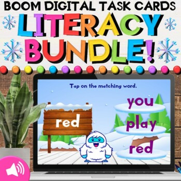 Literacy Winter Boom Cards™ Activities Bundle for Pre-K, Kindergarten, 1st Grade