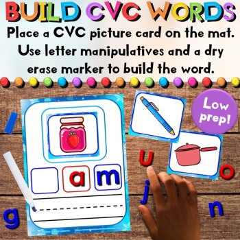 Winter CVC Beginning Letter Sounds Center - Task Cards & Writing Activities, image 2
