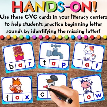 Winter CVC Beginning Letter Sounds Center - Task Cards & Writing Activities, image 3