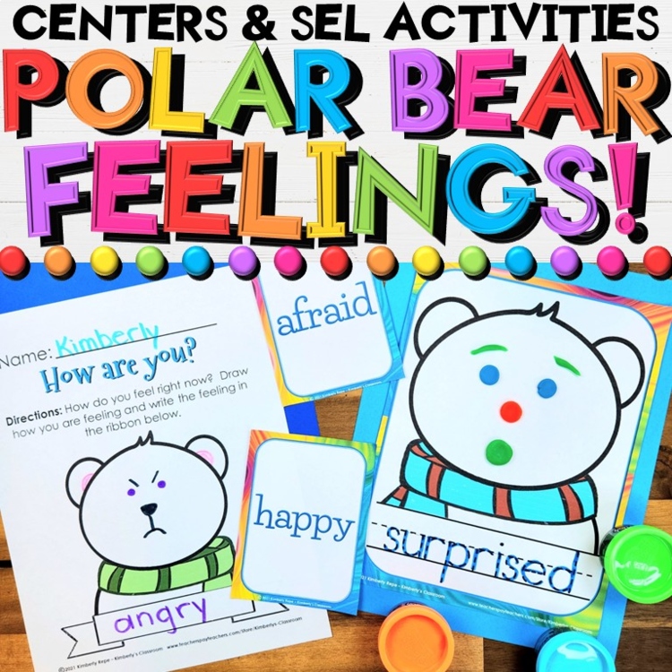 Polar Bear Social-Emotional Centers: SEL Play Dough & Winter Writing Activities