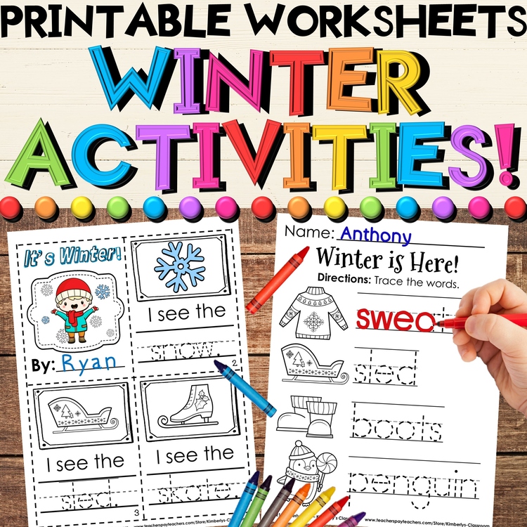 Winter Worksheets Printable Activities Pack - Math, Emergent Reader, Writing