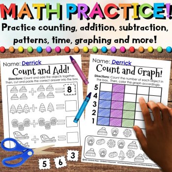 Winter Worksheets Printable Activities Pack - Math, Emergent Reader, Writing, image 4