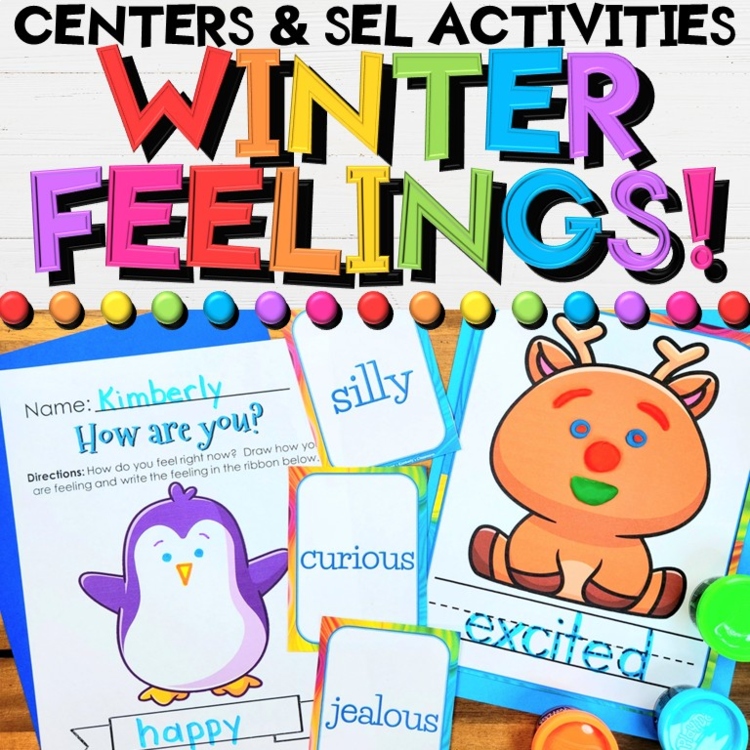 Winter Social-Emotional Centers: SEL Playdough, Vocabulary & Writing Activities