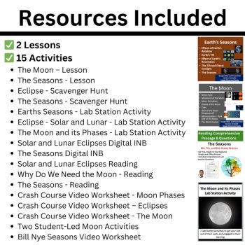 MS-ESS1-1 Earth-Sun-Moon System: Phases, Eclipses, and Seasons BUNDLE | NGSS, image 2