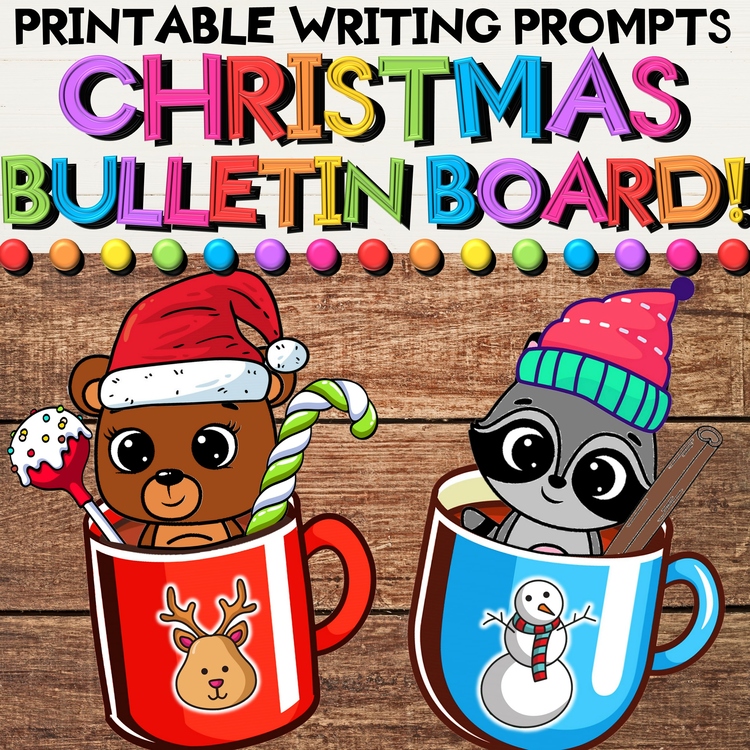 Christmas Bulletin Board Kit with Writing Craft Activities - Hot Cocoa Chocolate