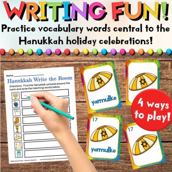 Hanukkah / Chanukah Write the Room Cards & Vocabulary Writing Worksheets, image 4