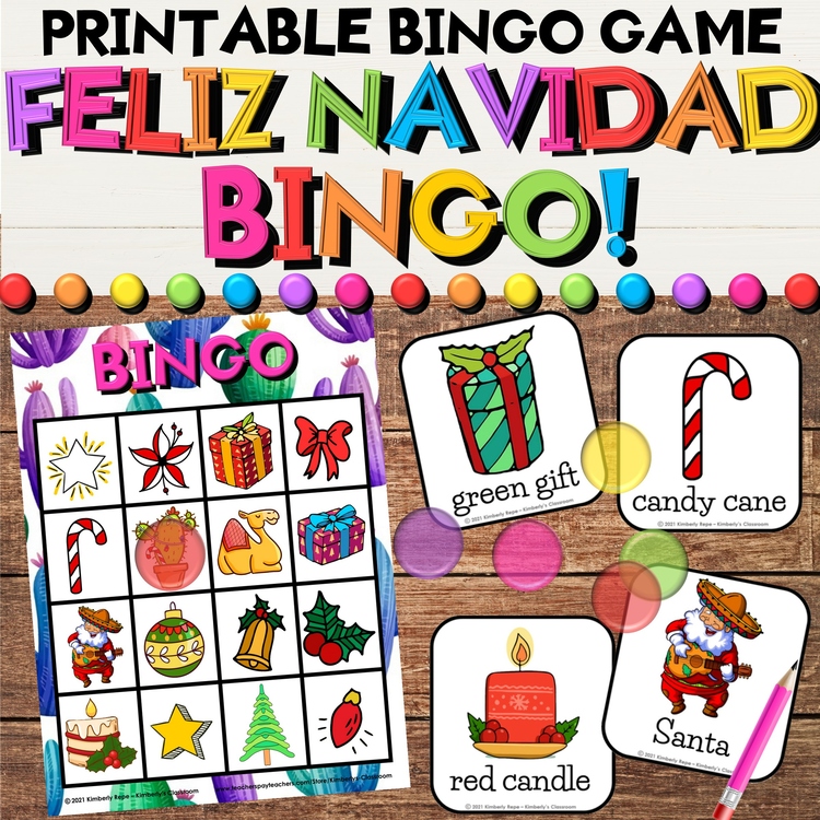 Feliz Navidad Bingo Game - English & Spanish Vocabulary for Las Posadas