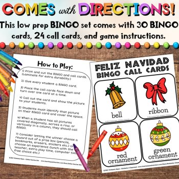 Feliz Navidad Bingo Game - English & Spanish Vocabulary for Las Posadas, image 4