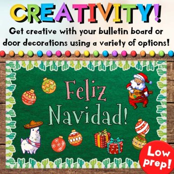 Feliz Navidad Bulletin Board & Door Decorations with Christmas Writing Crafts, image 2