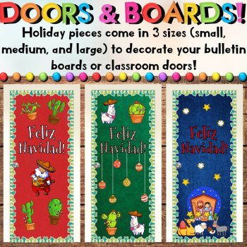 Feliz Navidad Bulletin Board & Door Decorations with Christmas Writing Crafts, image 4