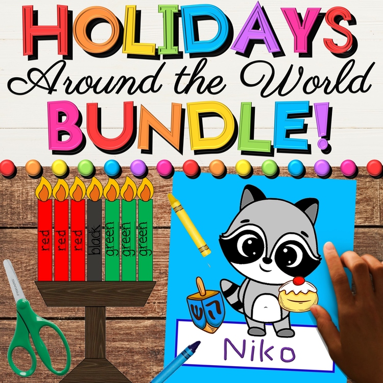 Holidays Around the World Growing Bundle - Christmas Winter December Activities