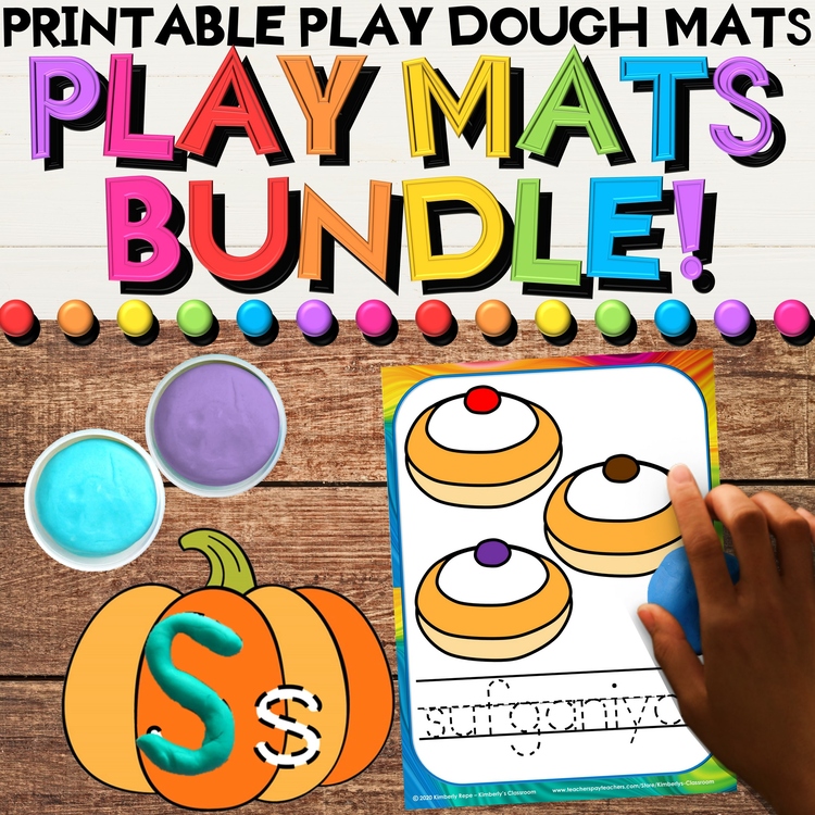 Play Mats Growing Bundle with Hands On Play Dough: Vocabulary, Writing, & Art