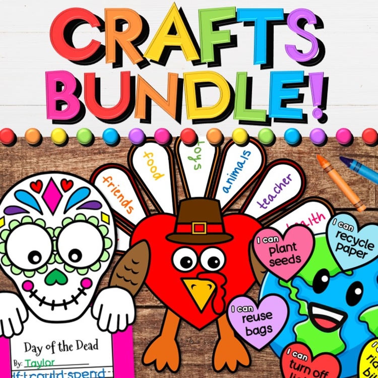 Crafts Growing Bundle with Vocabulary, Writing, Math, Art, & Holiday Activities