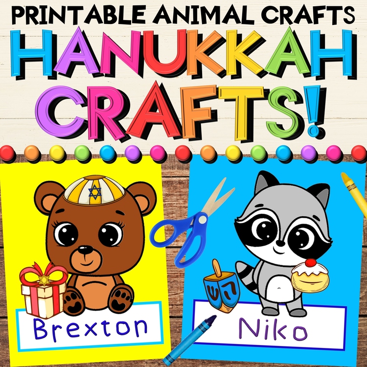 Hanukkah Animal Craft Activities for Writing, Coloring & Fine Motor Skills