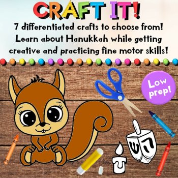 Hanukkah Animal Craft Activities for Writing, Coloring & Fine Motor Skills, image 2