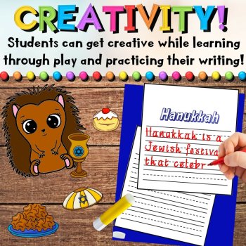 Hanukkah Animal Craft Activities for Writing, Coloring & Fine Motor Skills, image 3