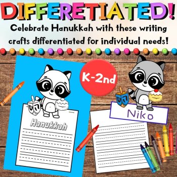Hanukkah Animal Craft Activities for Writing, Coloring & Fine Motor Skills, image 4