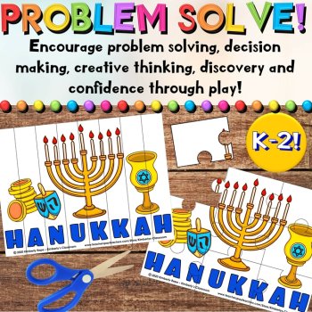 FREE Hanukkah Puzzle Activities for Writing, Math, Fine Motor, & Problem Solving, image 2