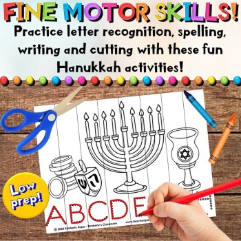 FREE Hanukkah Puzzle Activities for Writing, Math, Fine Motor, & Problem Solving, image 3