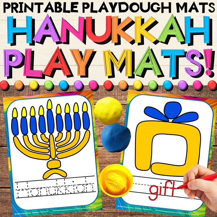 Hanukkah / Chanukah Play Dough Vocabulary Activity Mats for Writing & Fine Motor