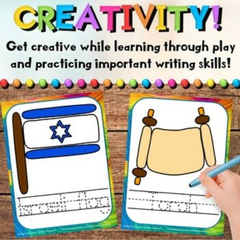 Hanukkah / Chanukah Play Dough Vocabulary Activity Mats for Writing & Fine Motor, image 2