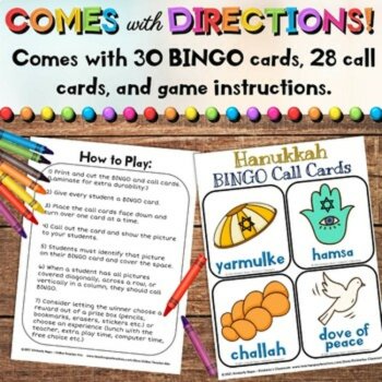 Hanukkah / Chanukah Bingo Game Vocabulary Activities - Boards & Calling Cards, image 4