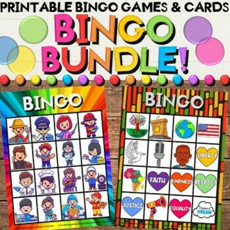 Bingo Bundle - Vocabulary, Shapes, Colors, Letters, Numbers, Animals, Holiday