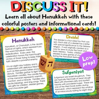 All About Hanukkah Activities - Informational, Vocabulary Cards, & Writing Mats, image 2