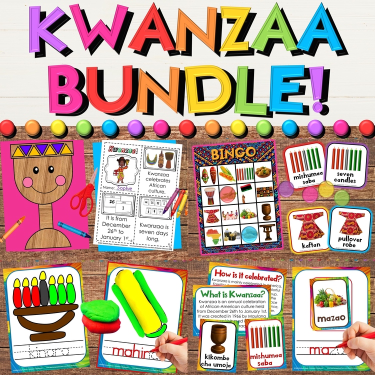 Kwanzaa Growing Bundle - Literacy, Math, Social Studies, & Craft Activities