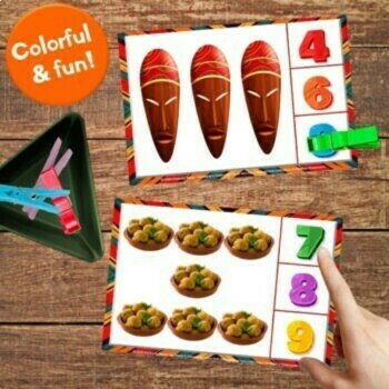 Kwanzaa Clip / Task Card Activities - Counting, Math Centers, Number Recognition, image 4