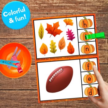 Thanksgiving Beginning Letter Sounds - Clip / Task Cards - Printable FREEBIE!, image 4