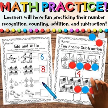 Veteran's Day Worksheet Activities - English, Writing, Math, Patterns, Coloring, image 4