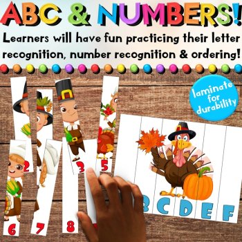 Thanksgiving Puzzles - Writing and Math Activities - Turkeys - Pilgrims, image 4