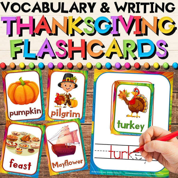 Thanksgiving Writing Center Play Mats - Word Wall & Vocabulary Activities