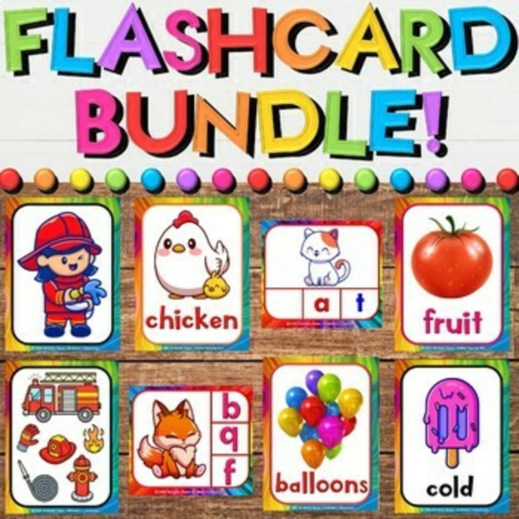 Flash Cards & Picture Cards Growing Bundle - Literacy, Math, Vocabulary, Science