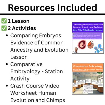 MS-LS4-3 Embryo Development & Evolution BUNDLE | Comparative Embryology Ancestry, image 2