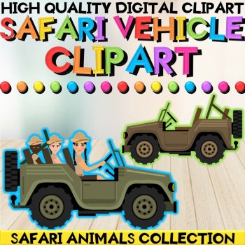 Safari Clipart Bundle with African Zoo Animals, People, & Equipment Gear, image 3