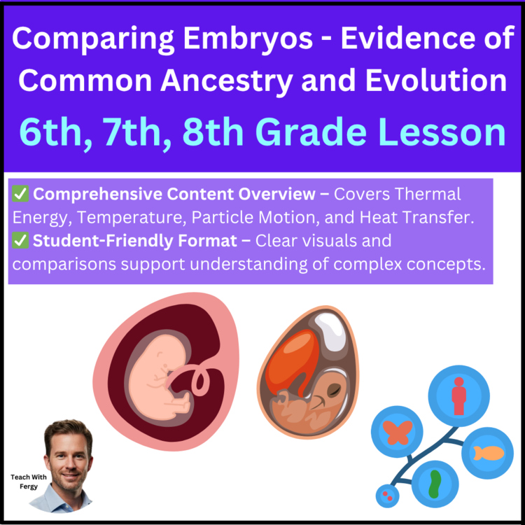 Comparing Embryos - Evidence of Common Ancestry Evolution Lesson | 6th, 7th, 8th