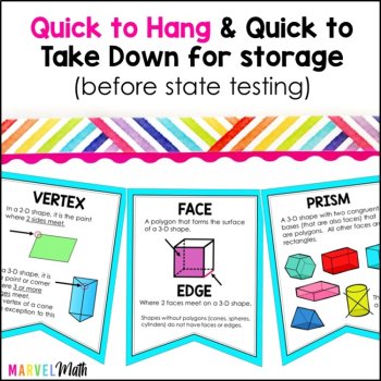 Geometry Math Word Wall Vocabulary Bunting 3rd Grade Math TEKS, image 2