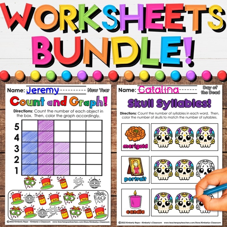 Worksheets Growing Bundle Printable Literacy, Math, & Science for Morning Tub