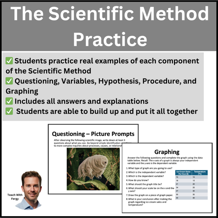 Scientific Method Practice | Questioning Variables Hypothesis Procedure Graphing