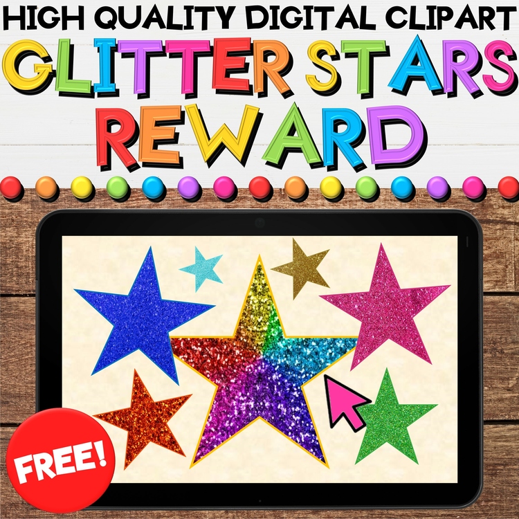 FREE Glitter Stars Digital Clipart Reward System for ESL, EFL, or ELL Students