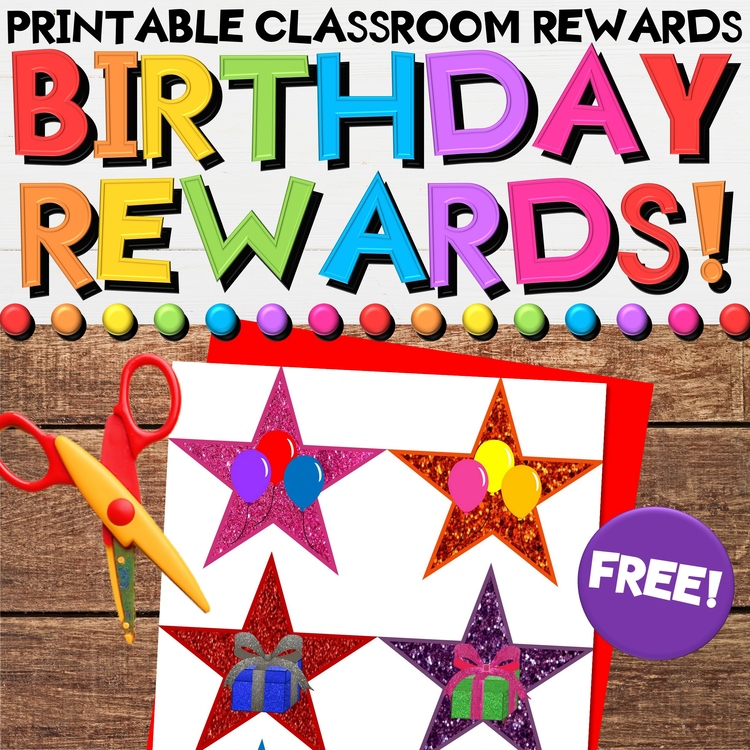 FREE Happy Birthday Glitter Stars Printable Rewards System or Decorations