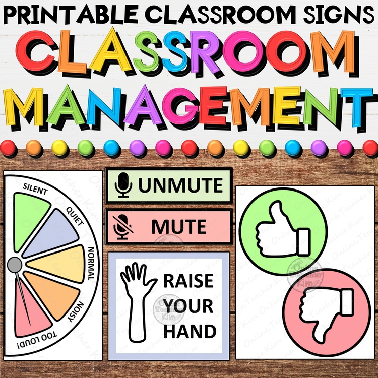 Online Classroom Management Printable Signs in a Pastel Colors Theme