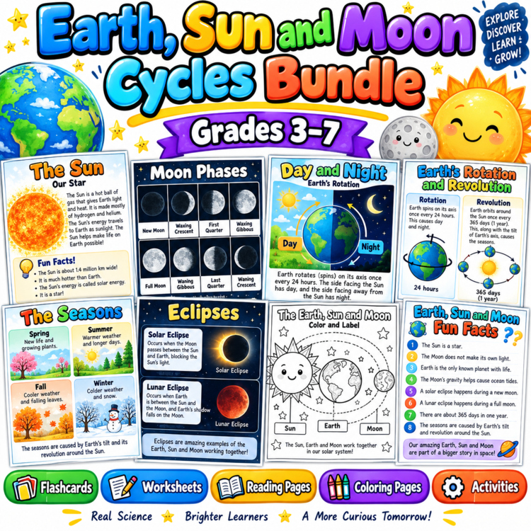 Earth, Sun and Moon Cycles Bundle | Grades 3–7