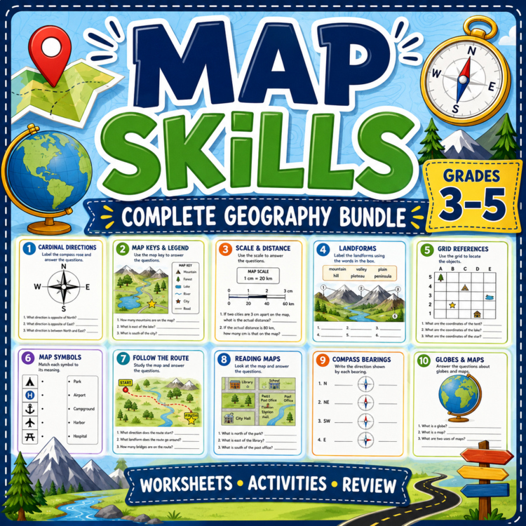 Map Skills Complete Geography Bundle | Grades 3–5
